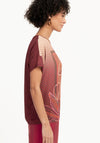 Bianca Floral Print Contrast Knit Top, Wine
