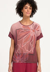 Bianca Floral Print Contrast Knit Top, Wine