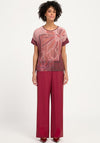 Bianca Floral Print Contrast Knit Top, Wine