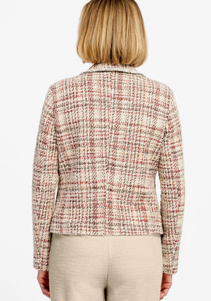 Bianca Lousia Tweed Style Blazer, Cream Multi