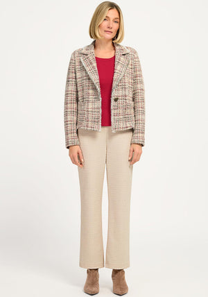 Bianca Lousia Tweed Style Blazer, Cream Multi