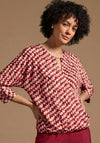 Bianca Wally Printed Elastic Trim Top, Wine