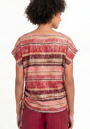Bianca Julie Striped Side Tie T-Shirt, Pink
