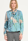 Bianca Graphic Print Neck Tie Blouse, Blue