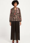 Bianca Doret Pleated Leaf Print Blouse, Brown