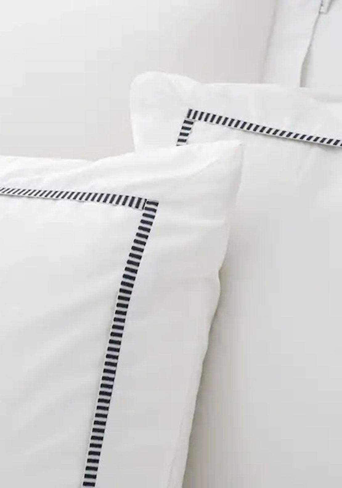 Bianca Home Natural Contrast Trim Cotton Duvet Cover Set, White & Black