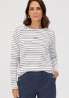 Bianca Striped Long Sleeved Top, Navy