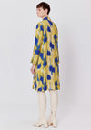Birelin Ink Dye Knee Length Shirt Dress, Yellow & Blue