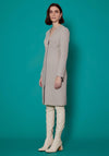 Birelin Structured Zip Front Knee Length Dress, Stone