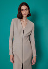 Birelin Structured Zip Front Knee Length Dress, Stone