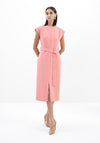 Birélin Sleeveless with Button Belt Detail Midi Dress, Apricot