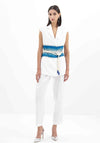 Birélin Rope Belt Printed Longline Waistcoat, White