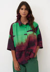Bize Watercolour Abstract Oversized Shirt, Green Multi