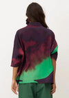 Bize Watercolour Abstract Oversized Shirt, Green Multi