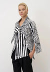 Bize Contrast Print V-Neck Blouse, Black and White