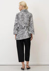 Bize Contrast Print V-Neck Blouse, Black and White