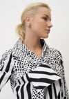 Bize Contrast Print V-Neck Blouse, Black and White