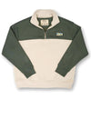 Bleubird Bracken Quarter Zip Sweatshirt, Green & Beige