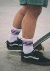 Bleubird Crew Socks, Lavendar & Charcoal Grey