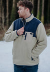 Bleubird Quarter Zip Polar Fleece, Navy & Beige