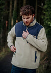 Bleubird Quarter Zip Polar Fleece, Navy & Beige
