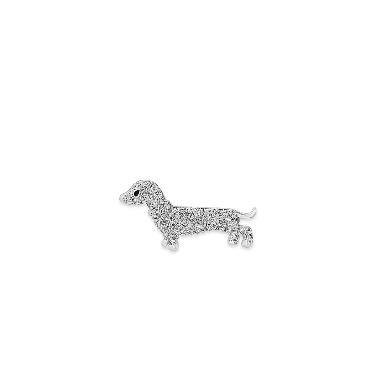 Absolute CZ Dachshund Brooch, Silver