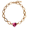 Dyrberg/Kern Braze Heart Bracelet, Gold & Pink
