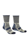 Bridgedale Hike Lightweight Cotton Cool Comfort Boot Socks, Navy & Beige
