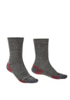 Bridgedale Hike Lightweight Boot Socks, Grey & Red