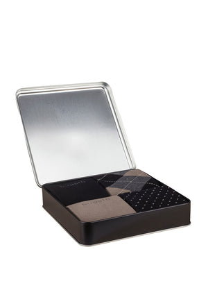 Bugatti 4 Pack Socks Gift Box, Black & Beige Multi