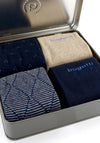 Bugatti 4 Pack Socks Gift Box, Navy & Beige