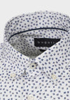 Bugatti Abstract Design Long Sleeve Shirt, Blue & White