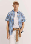 Bugatti Black Plaid Short Sleeve Shirt, Blue
