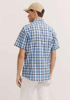 Bugatti Black Plaid Short Sleeve Shirt, Blue
