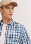Bugatti Black Plaid Short Sleeve Shirt, Blue