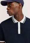 Bugatti Chevron Knit Polo Shirt, Navy