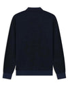 Bugatti Long Sleeve Micro Print Polo Shirt, Navy & Blue