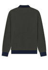 Bugatti Long Sleeve Micro Print Polo Shirt, Navy & Bottle Green