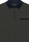 Bugatti Long Sleeve Micro Print Polo Shirt, Navy & Bottle Green