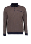 Bugatti Long Sleeve Polo Shirt, Navy & Taupe