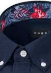 Bugatti Plain Short Sleeve Soft Cotton Shirt, Navy