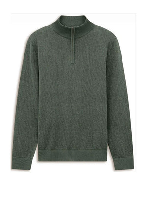 Bugatti Quarter Zip Fine Knit Sweater, Green