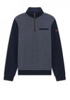 Bugatti Quarter Zip Micro Print Sweatshirt, Navy
