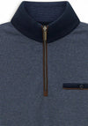 Bugatti Quarter Zip Micro Print Sweatshirt, Navy