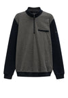 Bugatti Quarter Zip Micro Print Sweatshirt, Navy & Taupe