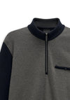 Bugatti Quarter Zip Micro Print Sweatshirt, Navy & Taupe
