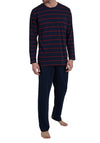 Bugatti Stripe Pyjama Set, Navy & Red