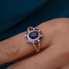 Burren Jewellery Art Deco Style Ring, Gold & Blue