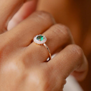 Burren Jewellery Madelyn Ring, Gold & Green