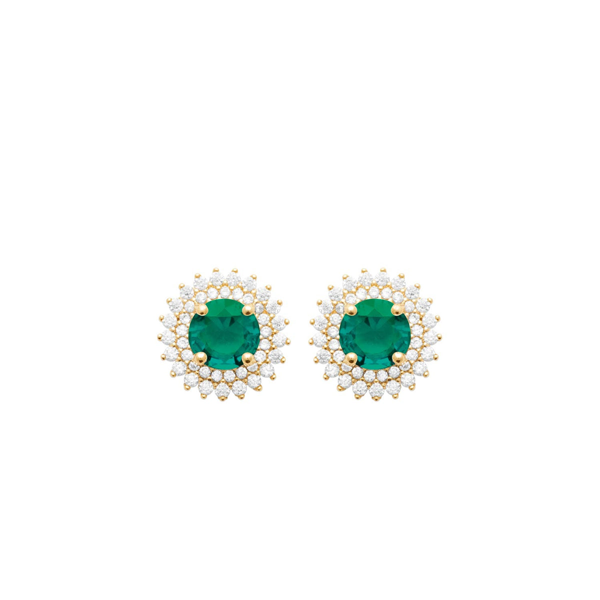 Burren Jewellery Madelyn Emerald Earrings, Gold